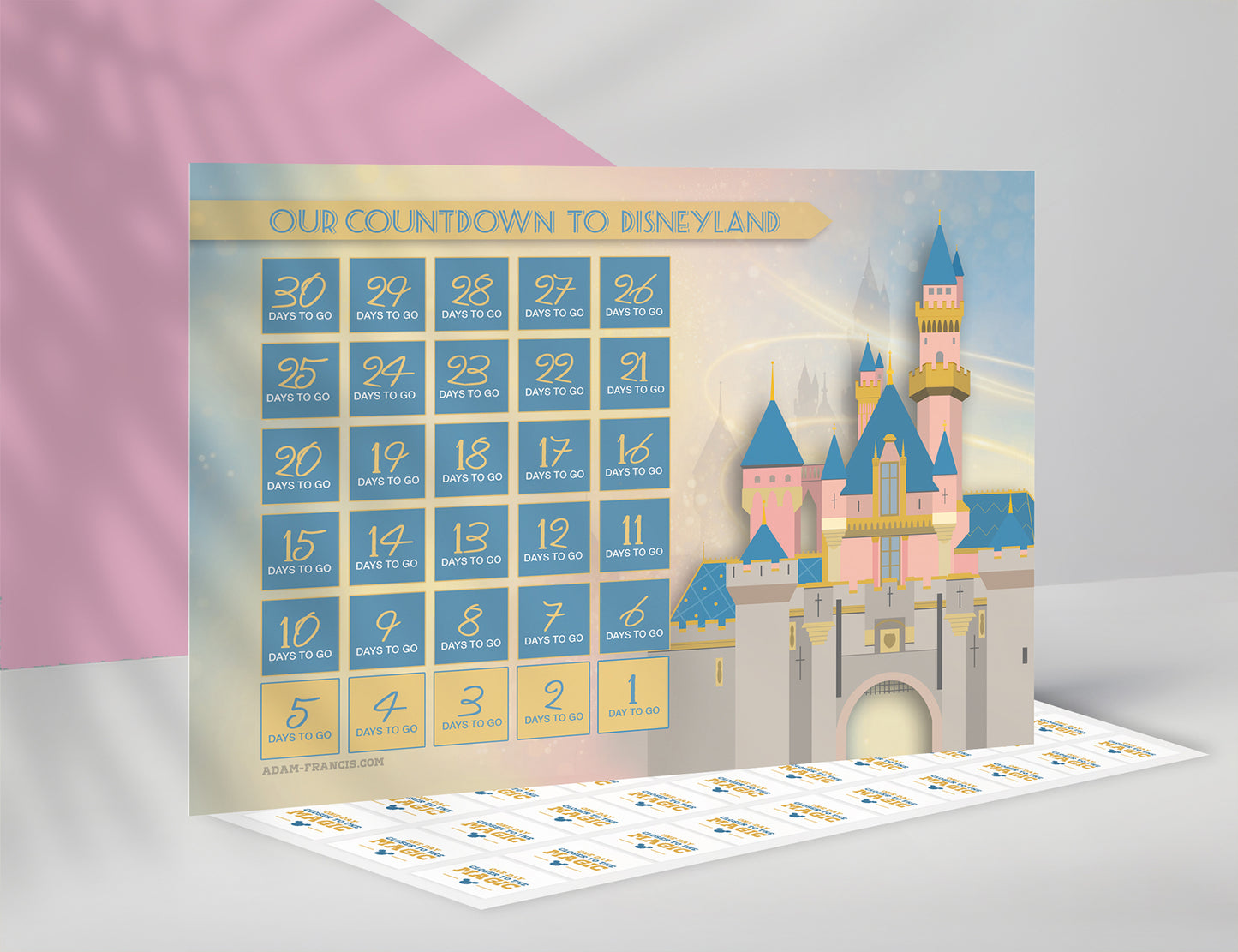 Disney Vacation Countdown Calendar, 30 days with stickers