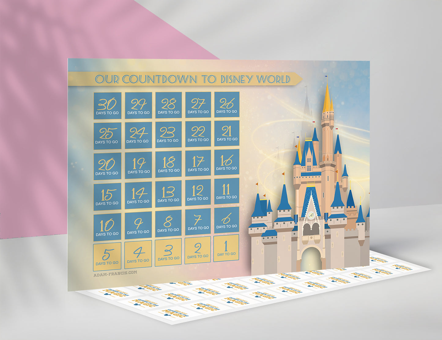 Disney Vacation Countdown Calendar, 30 days with stickers