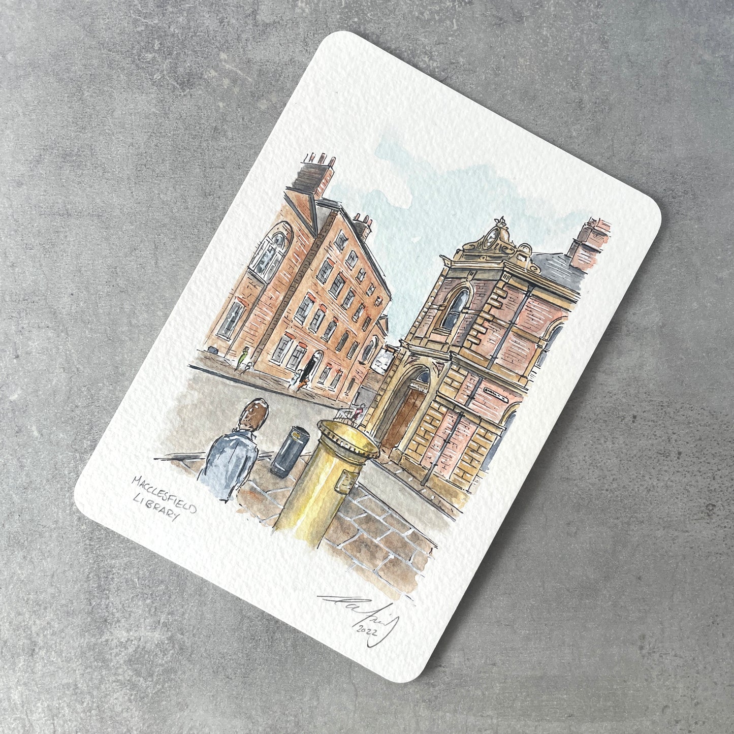 A6 size ORIGINAL ILLUSTRATION Macclesfield Library, MACCLESFIELD