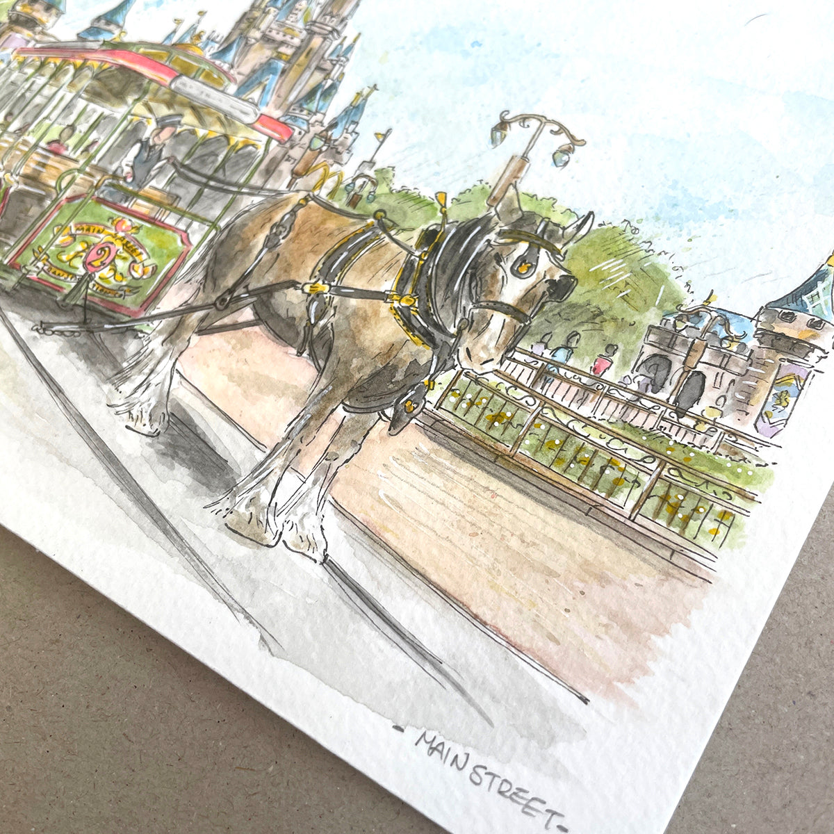 A5 size ORIGINAL ILLUSTRATION, Main Street USA