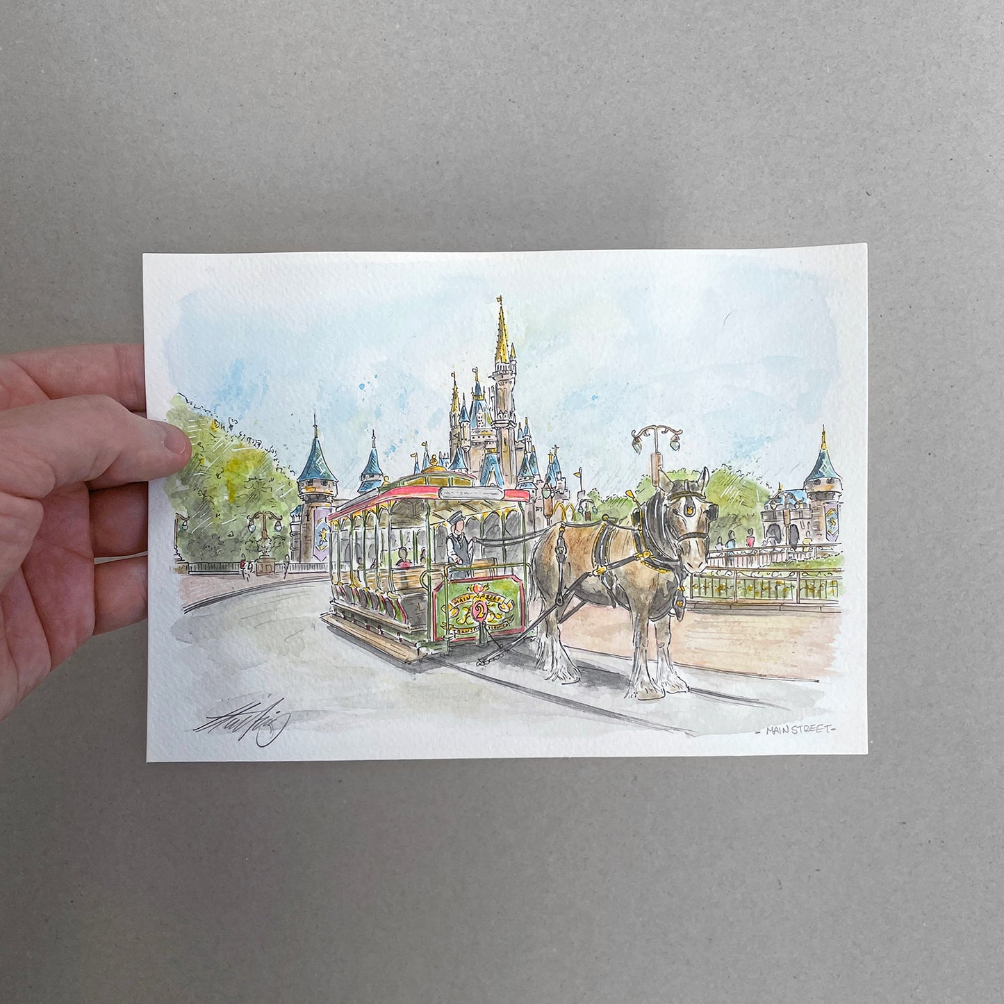 A5 size ORIGINAL ILLUSTRATION, Main Street USA