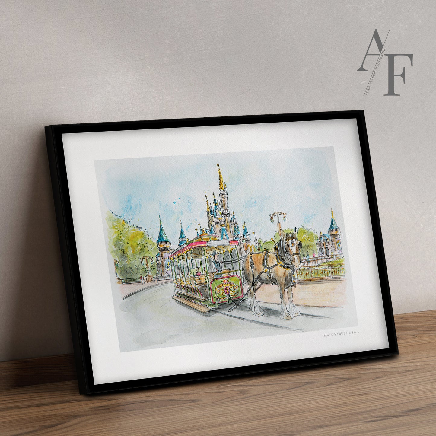 Main Street USA Trolley, Florida, Art Print