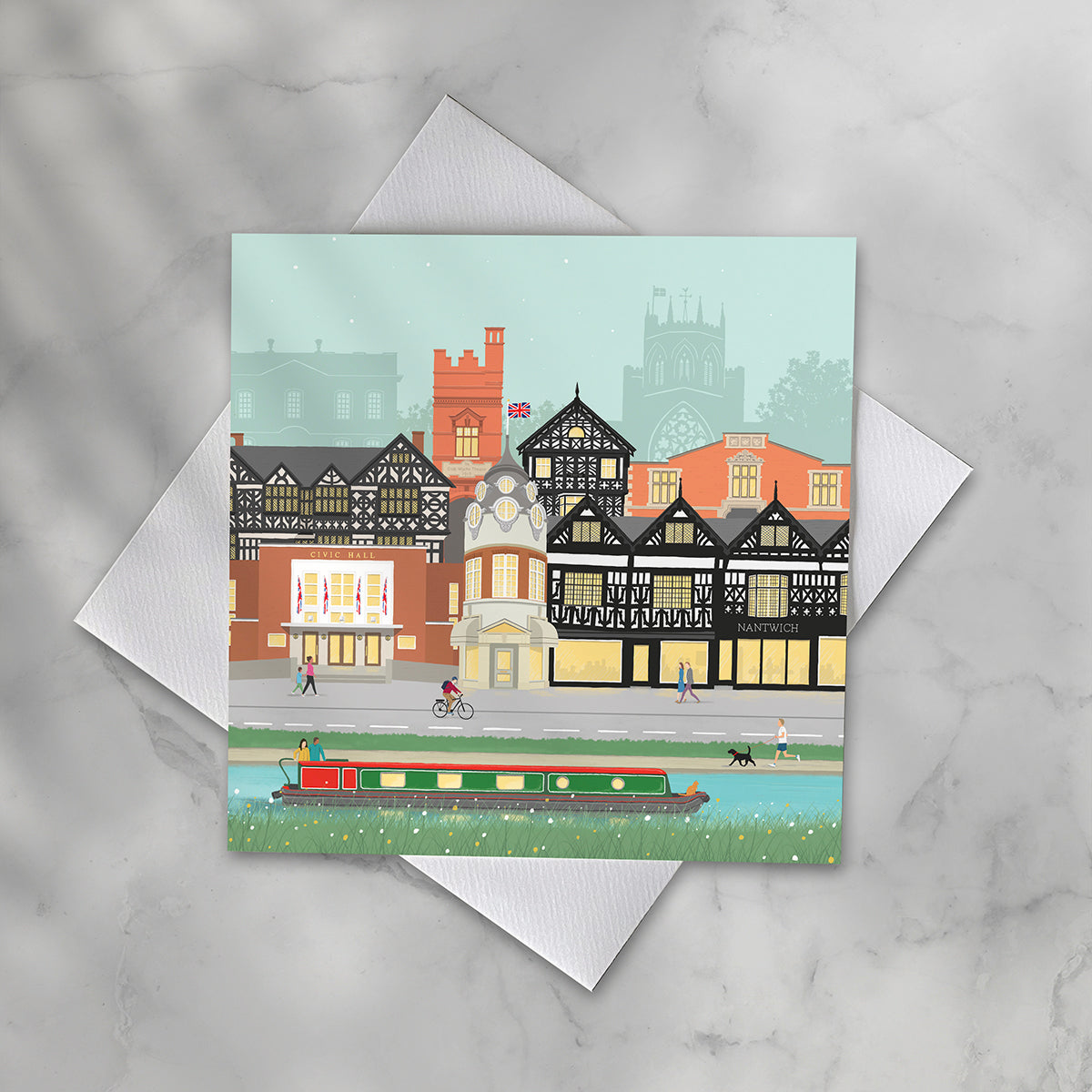 Nantwich Scene Greeting Card, Blank inside.