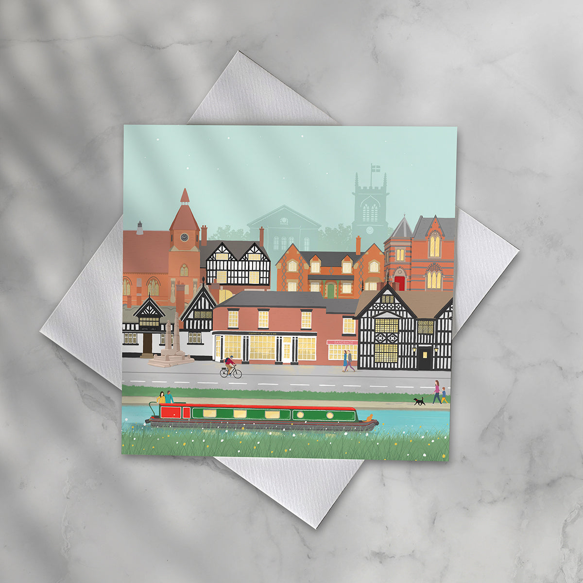 Sandbach Scene Greeting Card, Blank inside.