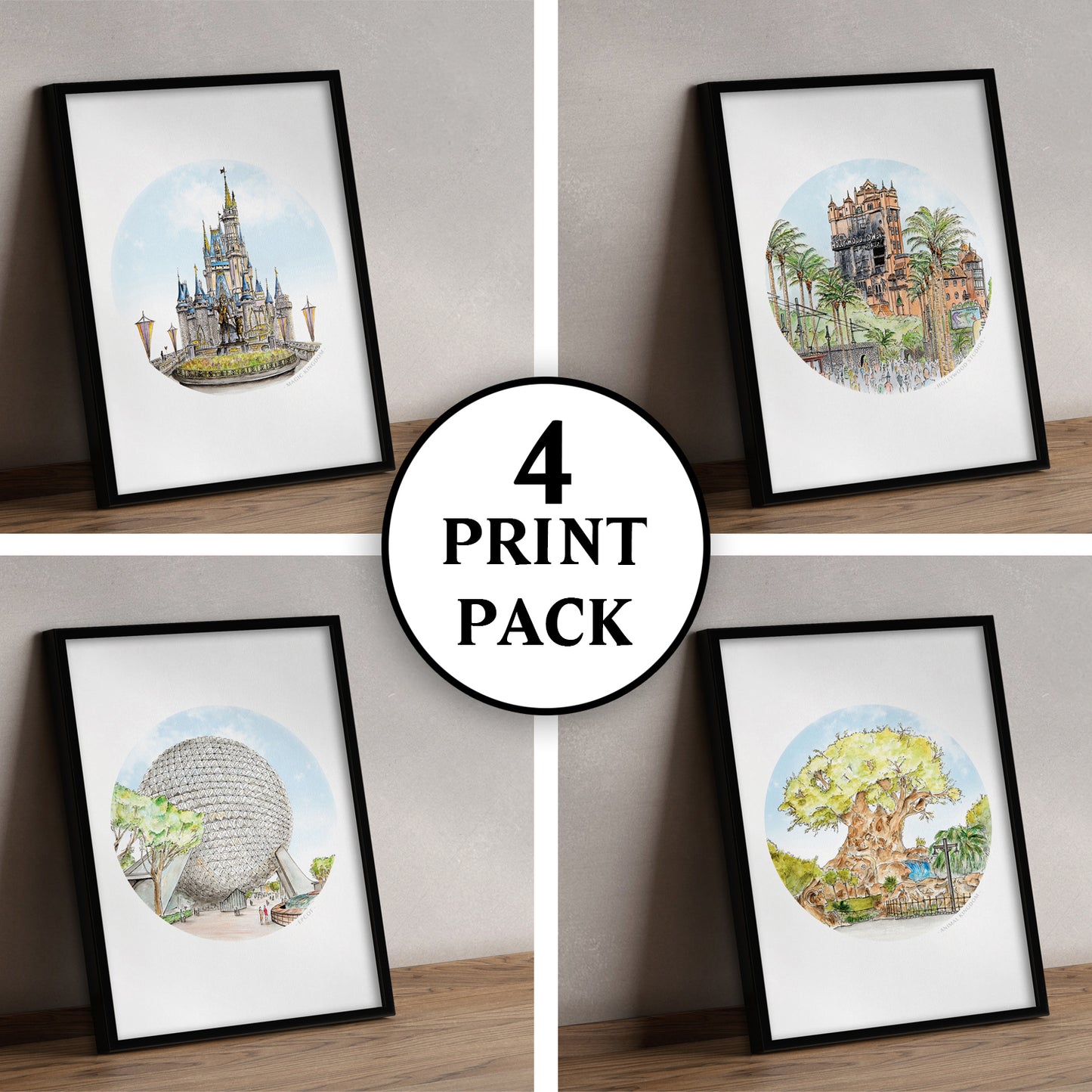 Florida ‘Park Pack’, set of 4 Art Prints