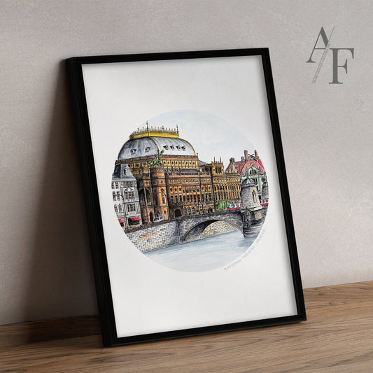 Prague, National Theatre, Art Print