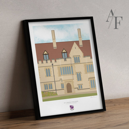 St Cross College, University of Oxford, Art Print