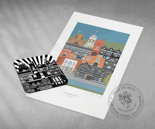 Nantwich Art Print & Coaster set