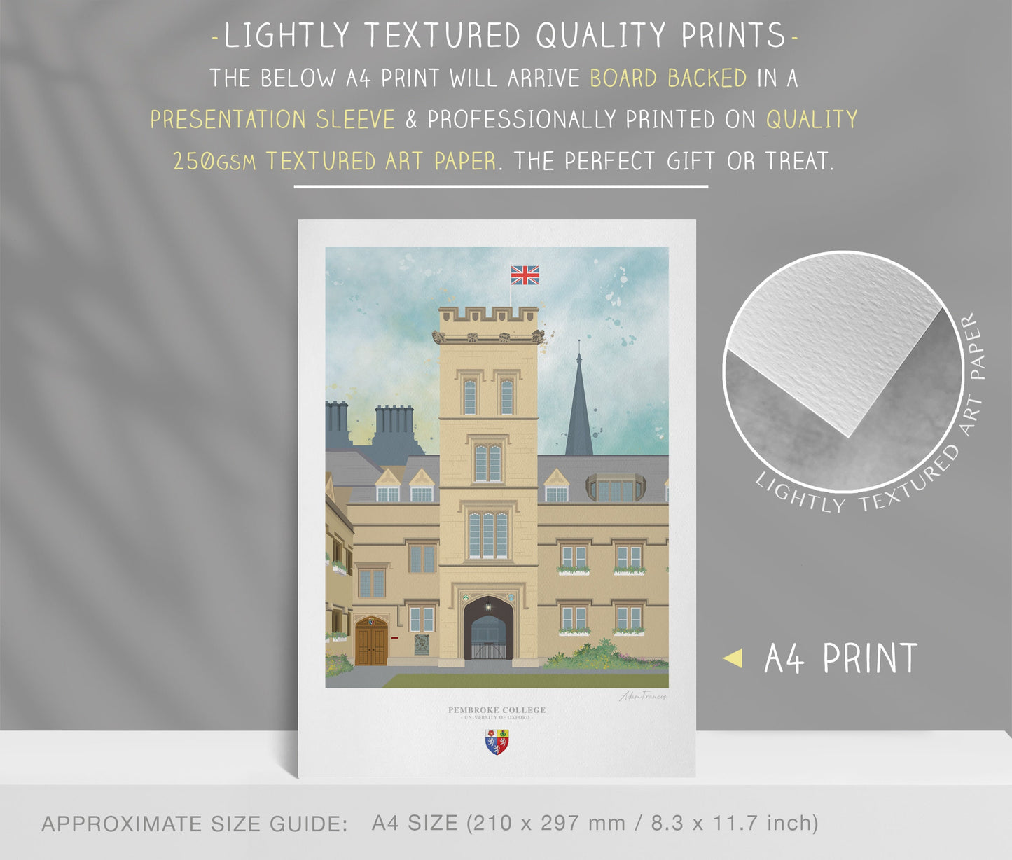 Pembroke College, University of Oxford, Art Print