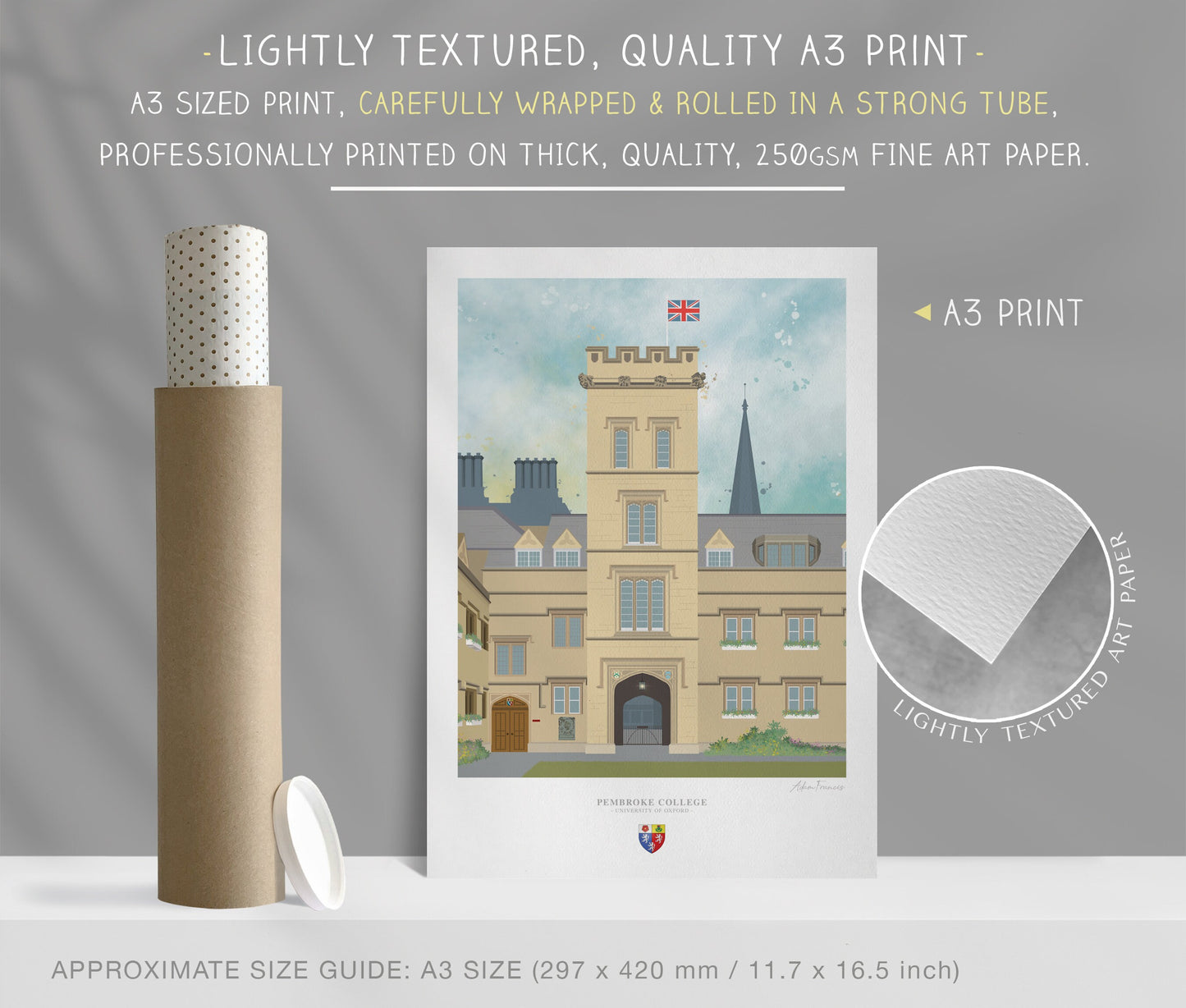 Pembroke College, University of Oxford, Art Print