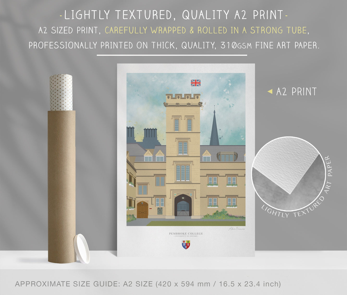 Pembroke College, University of Oxford, Art Print