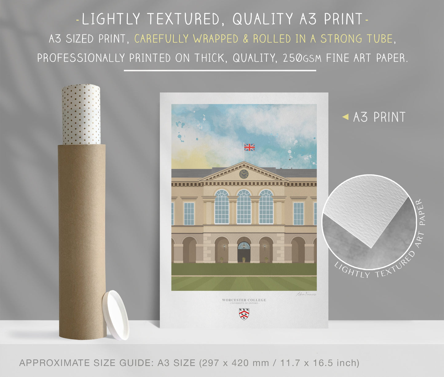 Worcester College, University of Oxford, Art Print