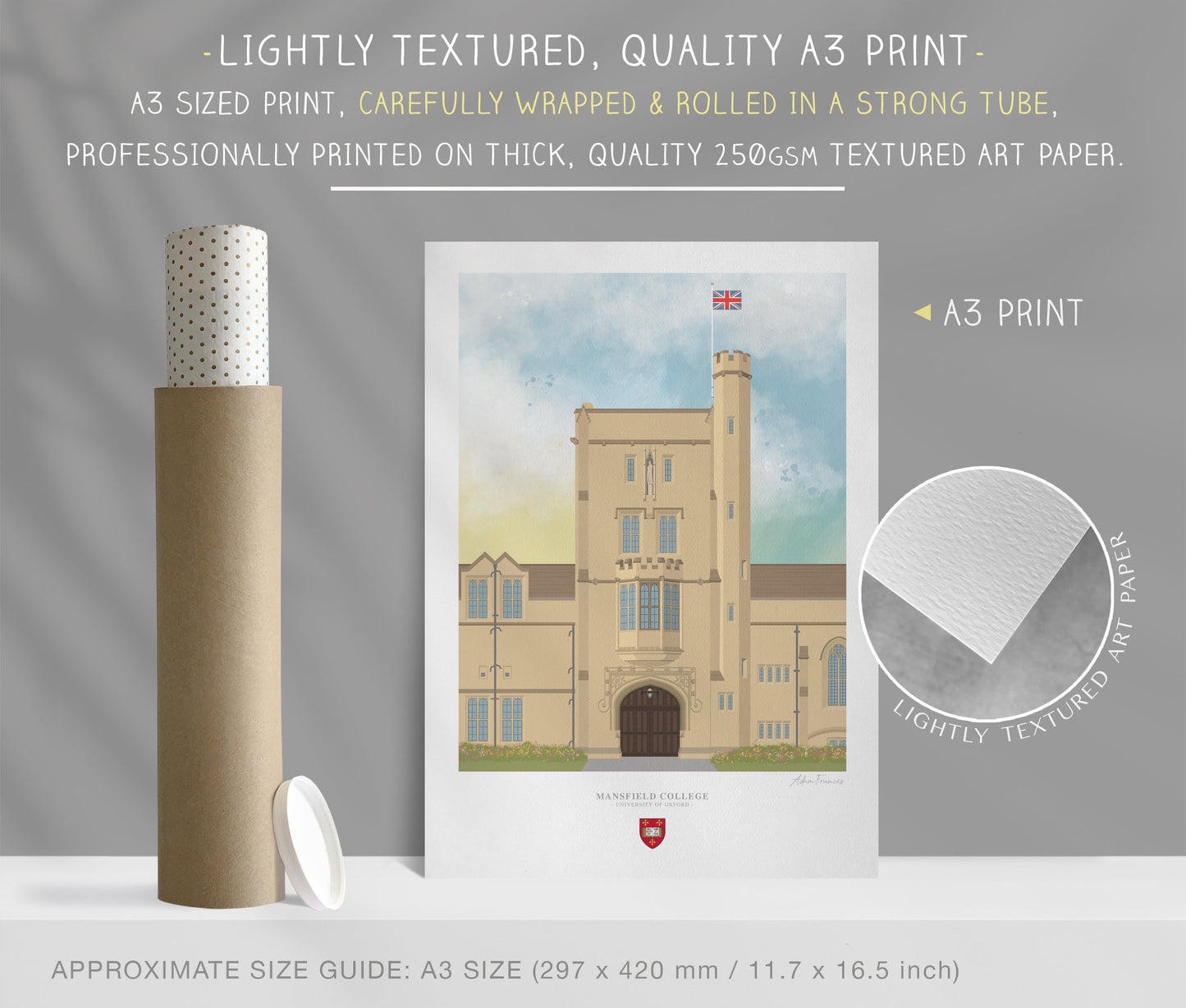 Mansfield College, University of Oxford, Art Print