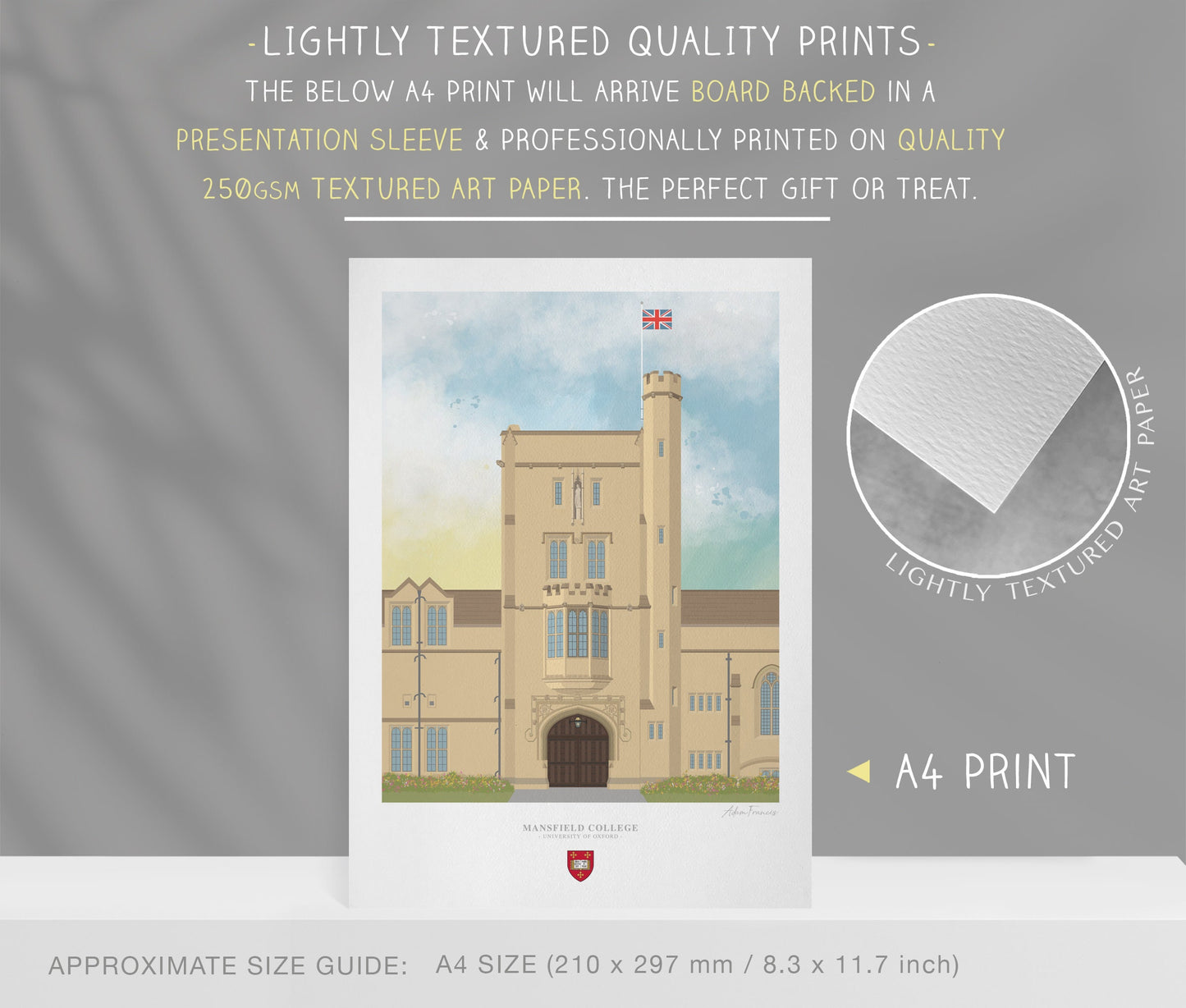 Mansfield College, University of Oxford, Art Print