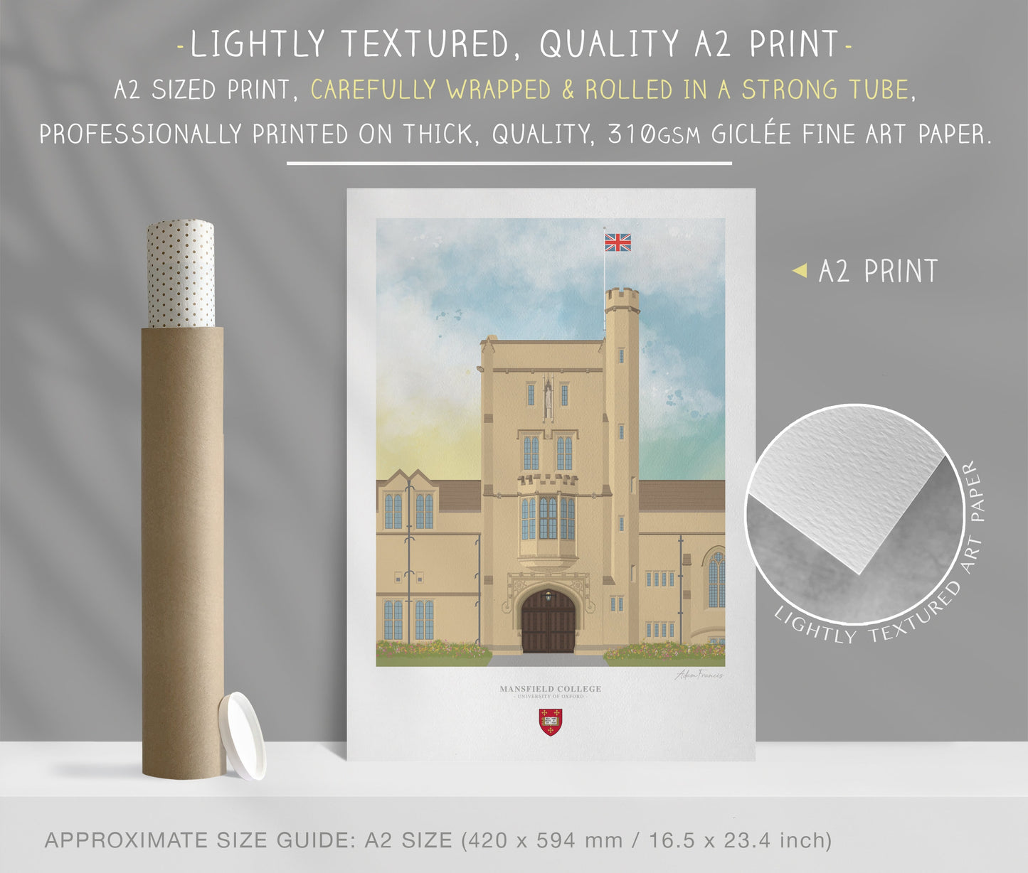 Mansfield College, University of Oxford, Art Print