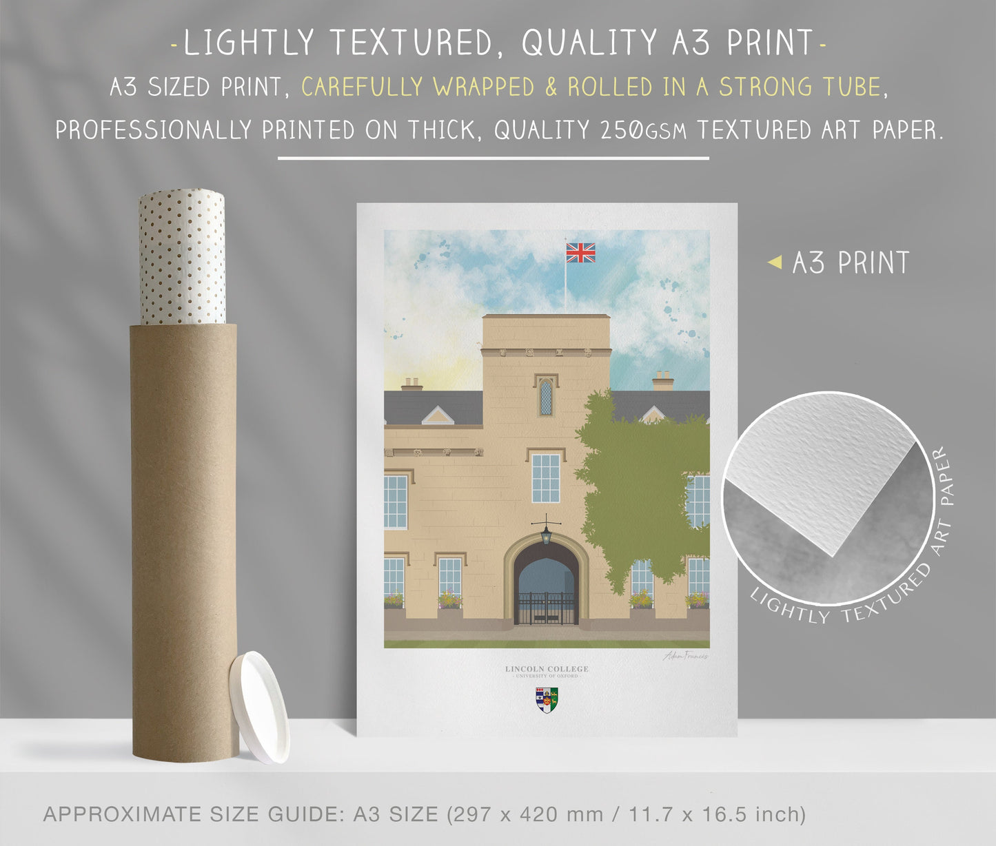 Lincoln College, University of Oxford, Art Print