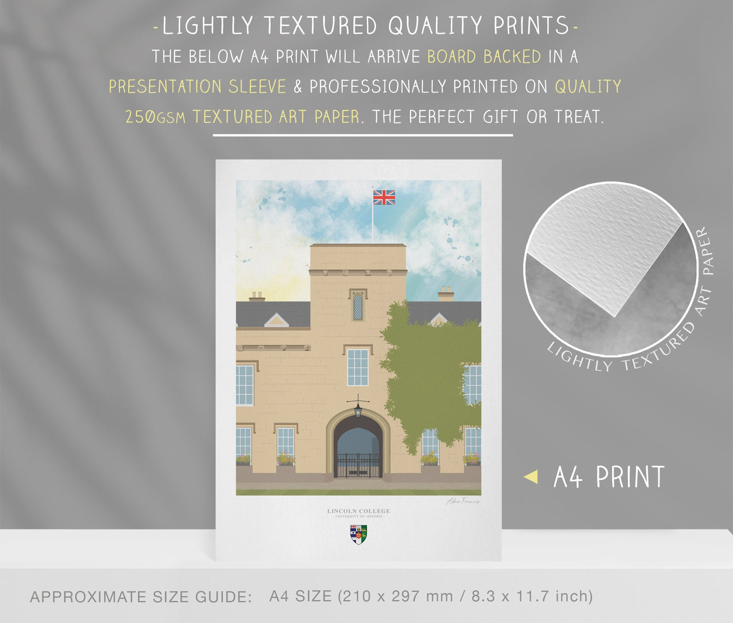 Lincoln College, University of Oxford, Art Print