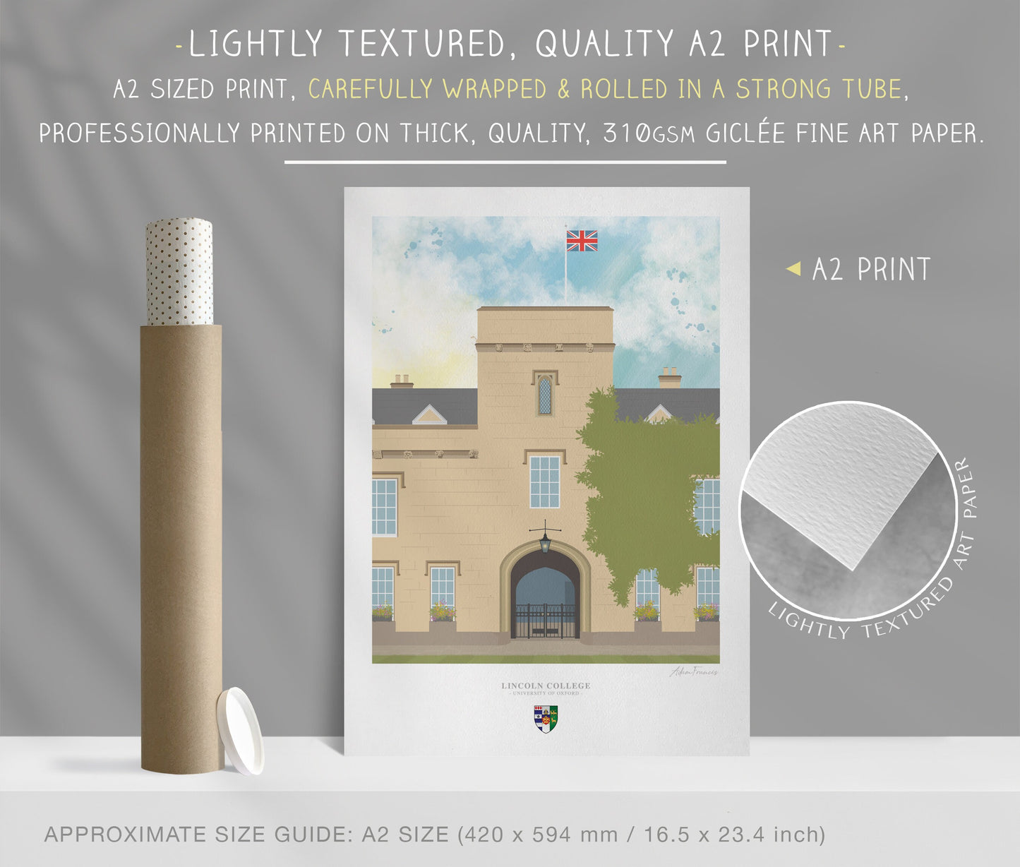 Lincoln College, University of Oxford, Art Print