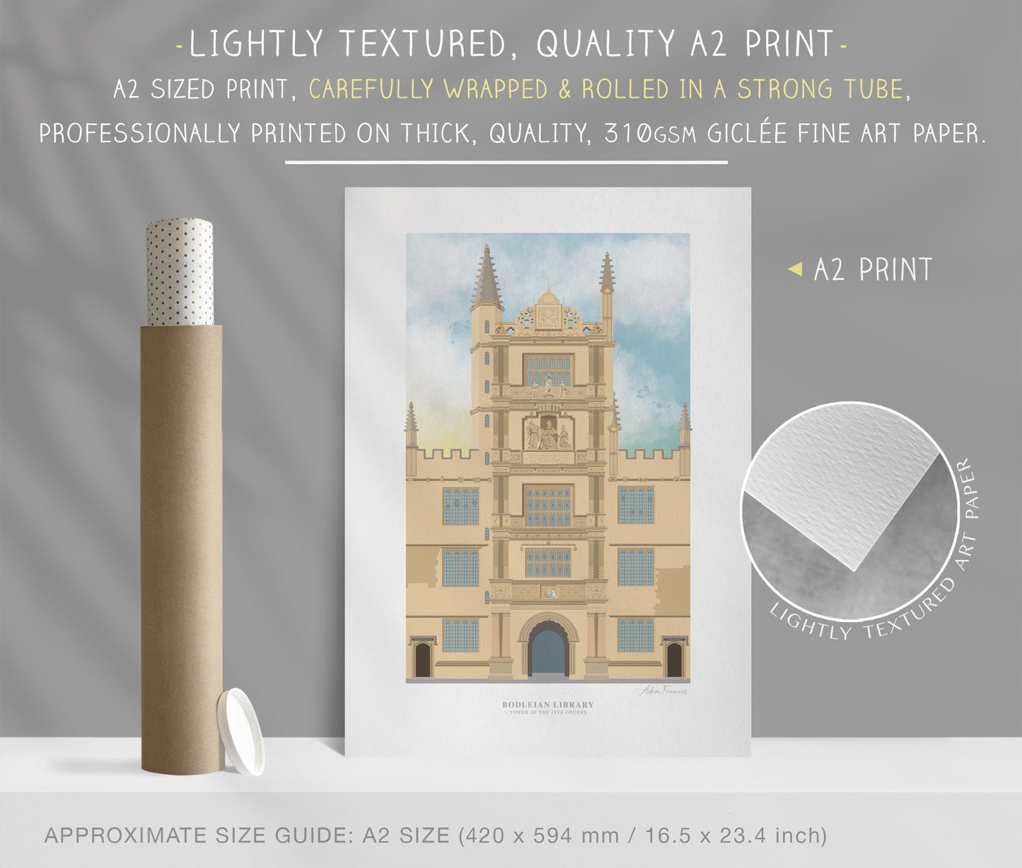 Bodleian Library, Tower of the Five Orders, Oxford, Art Print