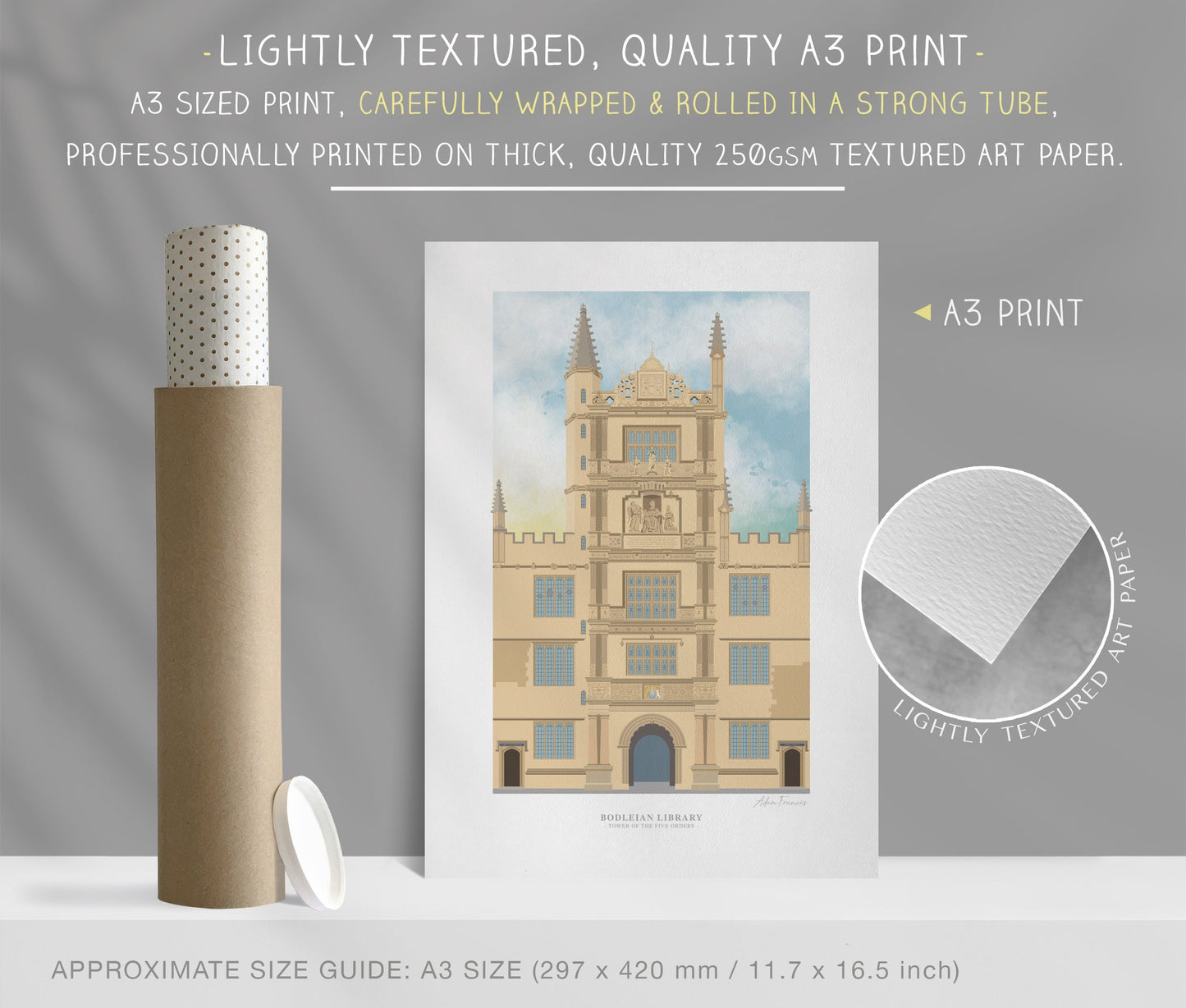 Bodleian Library, Tower of the Five Orders, Oxford, Art Print