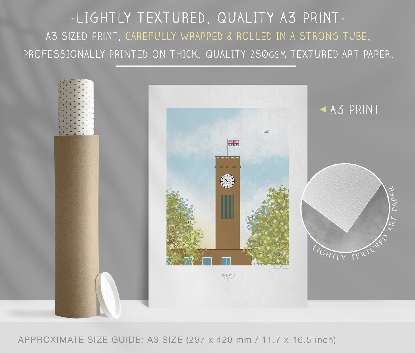 CREWE, 'BIG BILL 'Former Clock Tower, Art Print