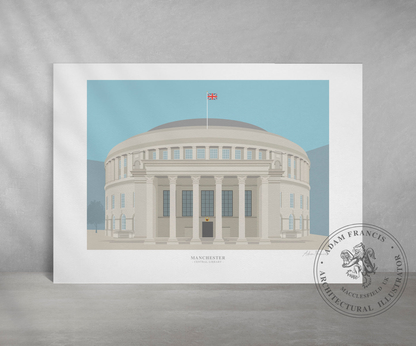 Manchester, 'Central LIbrary', Art Print