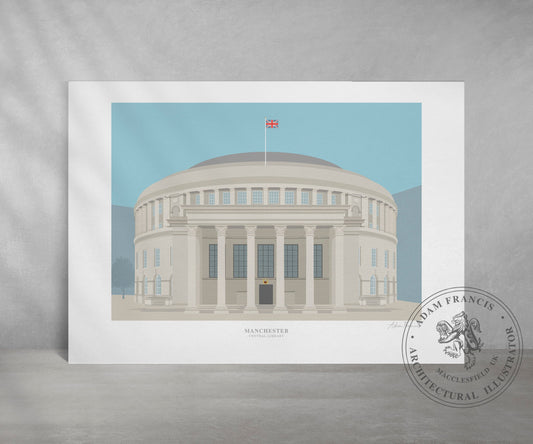 Manchester, 'Central LIbrary', Art Print